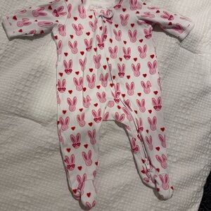 Roller Rabbit Easter Pink Bunny and Heart Kids Footie